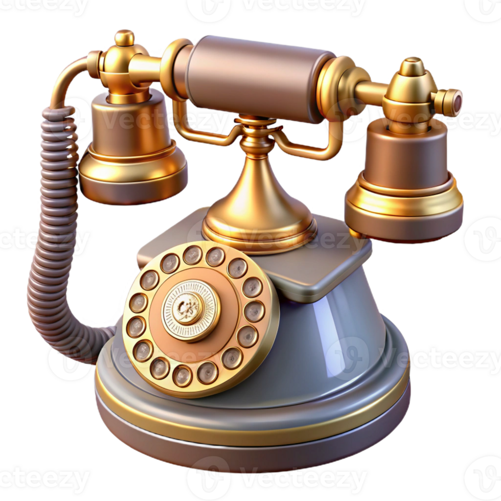 extraordinary artistic Vintage rotary telephone with ornate details detailed png