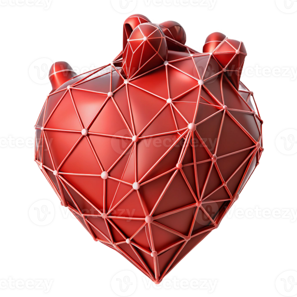 serene artistic A human heart, abstract and geometric, made of interconnected lines genuine png