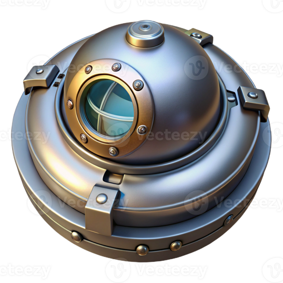 impressive contemporary Space Capsule Hatch, circular, metallic, with locking mechanism detailed png