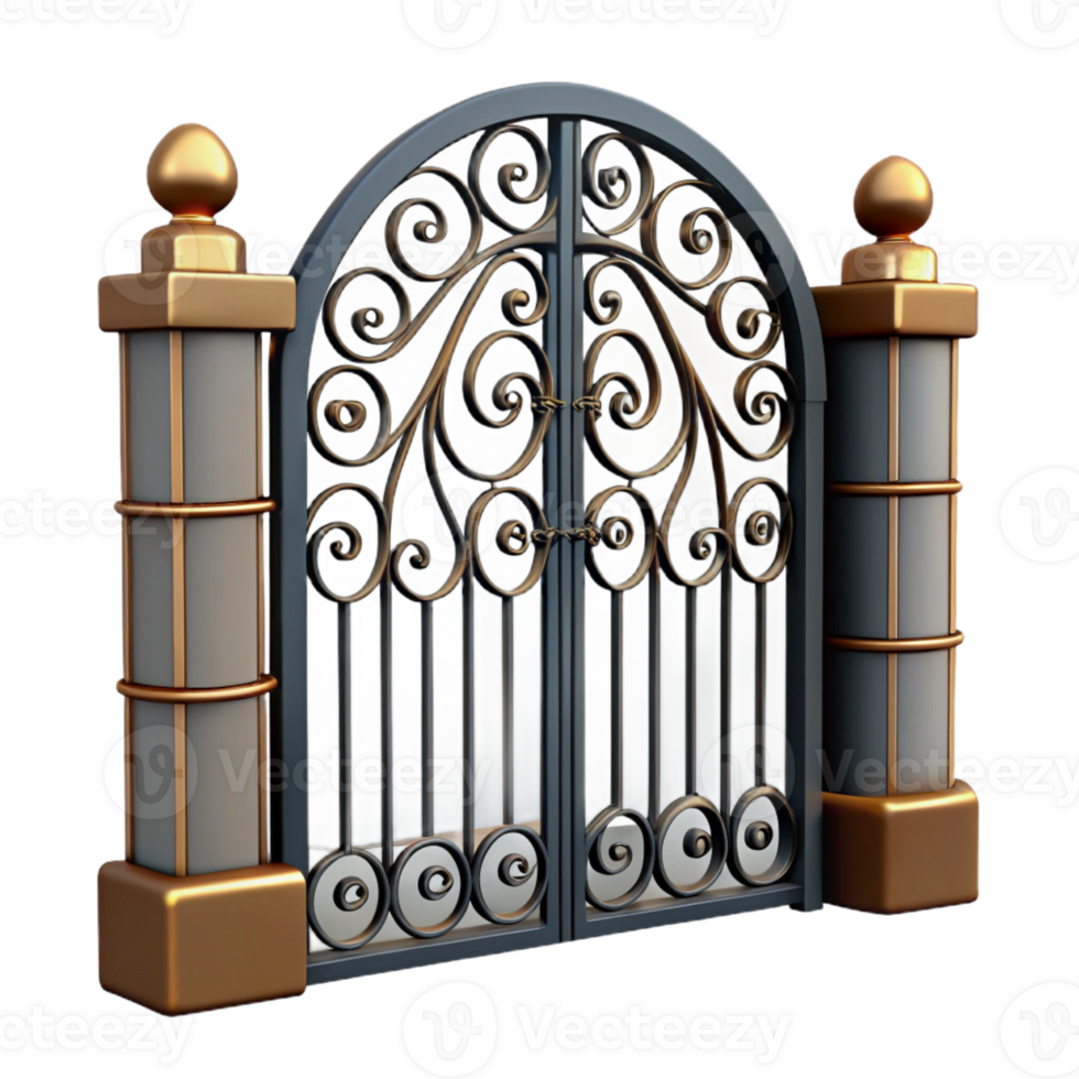 vibrant abstract Iron gate, decorative, wrought iron, high quality png
