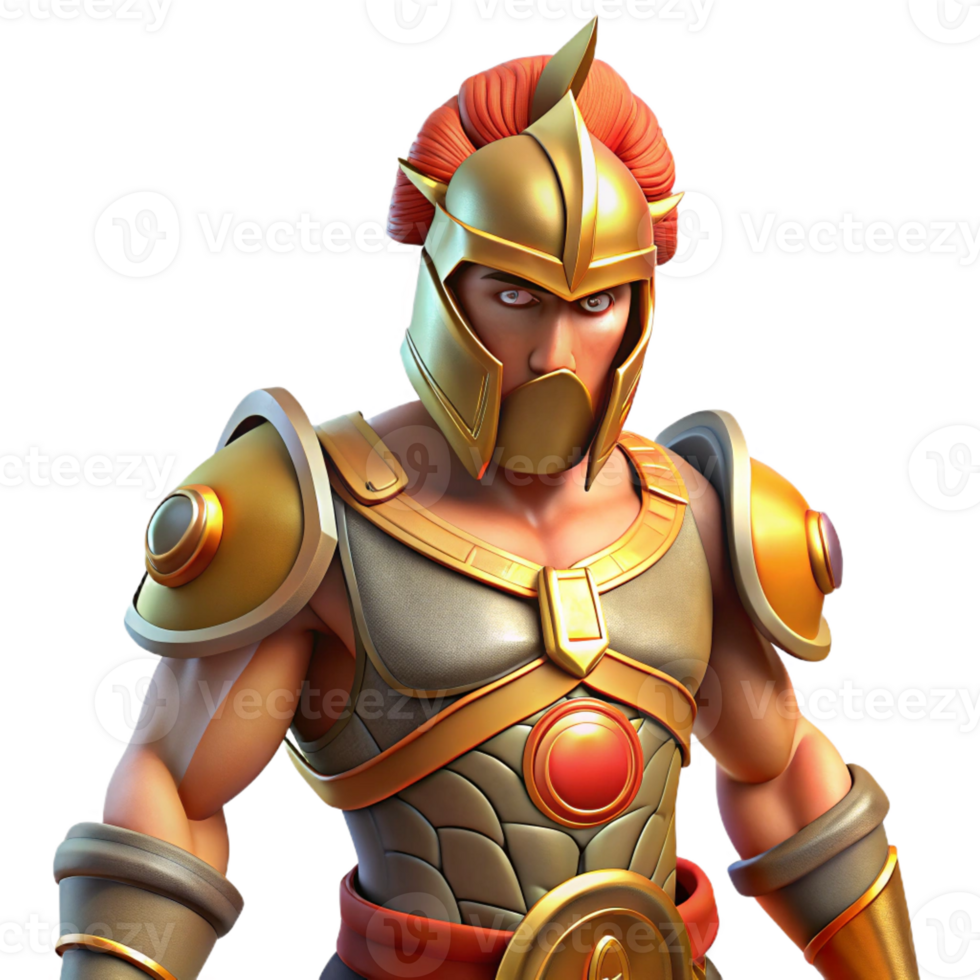 vibrant minimalist Ares, god of war, in battle armor, high resolution png