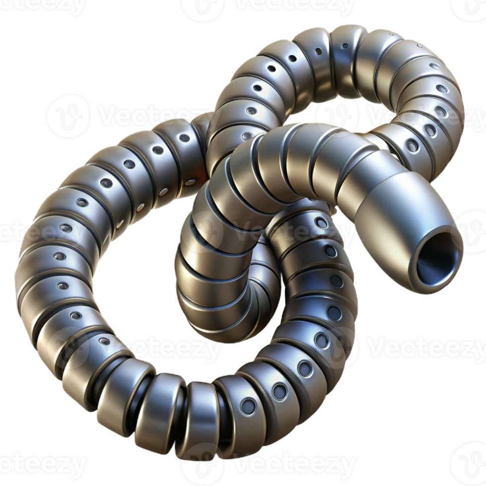 magnificent traditional Robotic Tentacle, flexible, metallic segments high resolution png