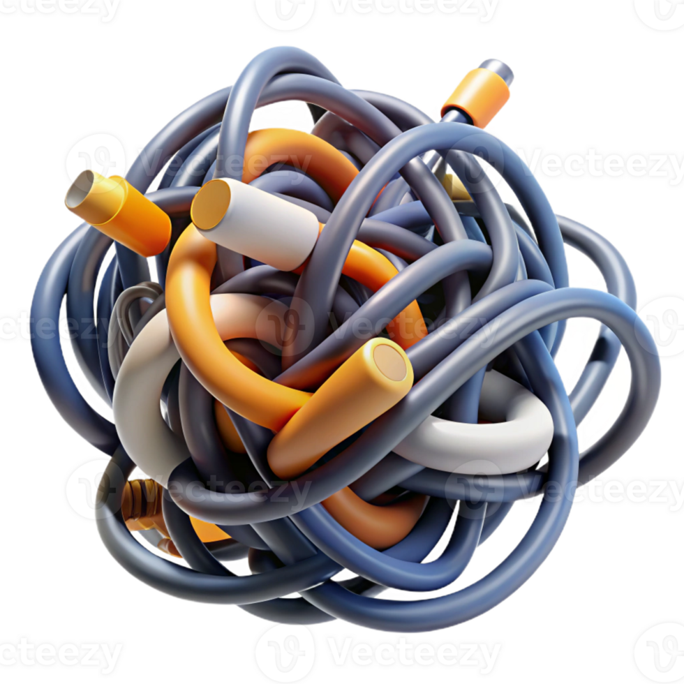 impressive modern A tangled mess of computer cables authentic png