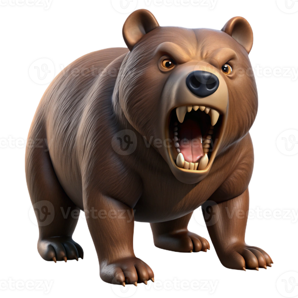 extraordinary modern A growling grizzly bear, professional png
