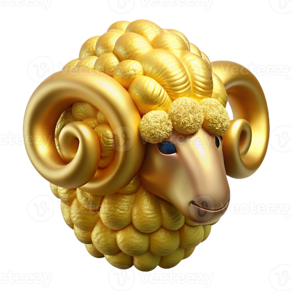 vibrant creative Golden Fleece, mythical artifact, ram's fleece, high resolution png