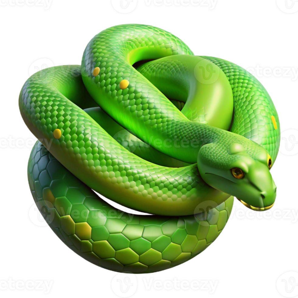 impressive modern A slithering green tree python, coiled exclusive png
