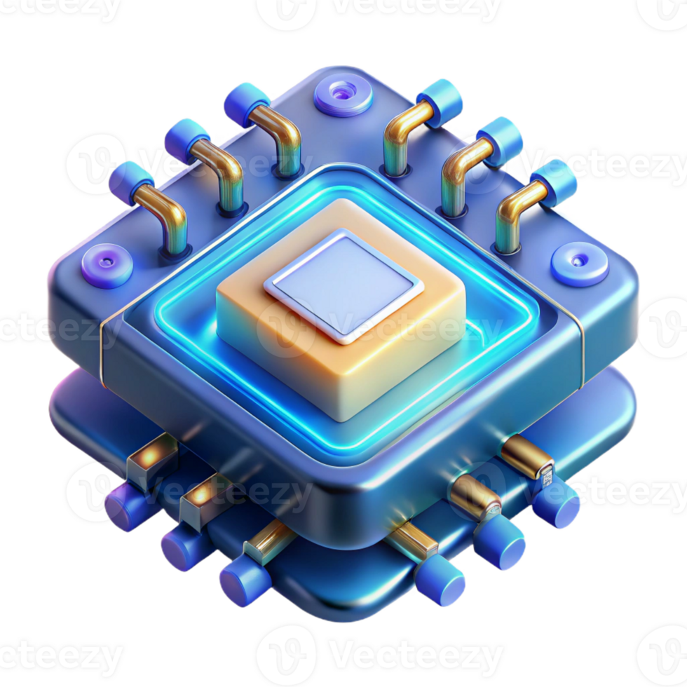 serene contemporary Futuristic data chip, glowing circuits, complex design 4K png