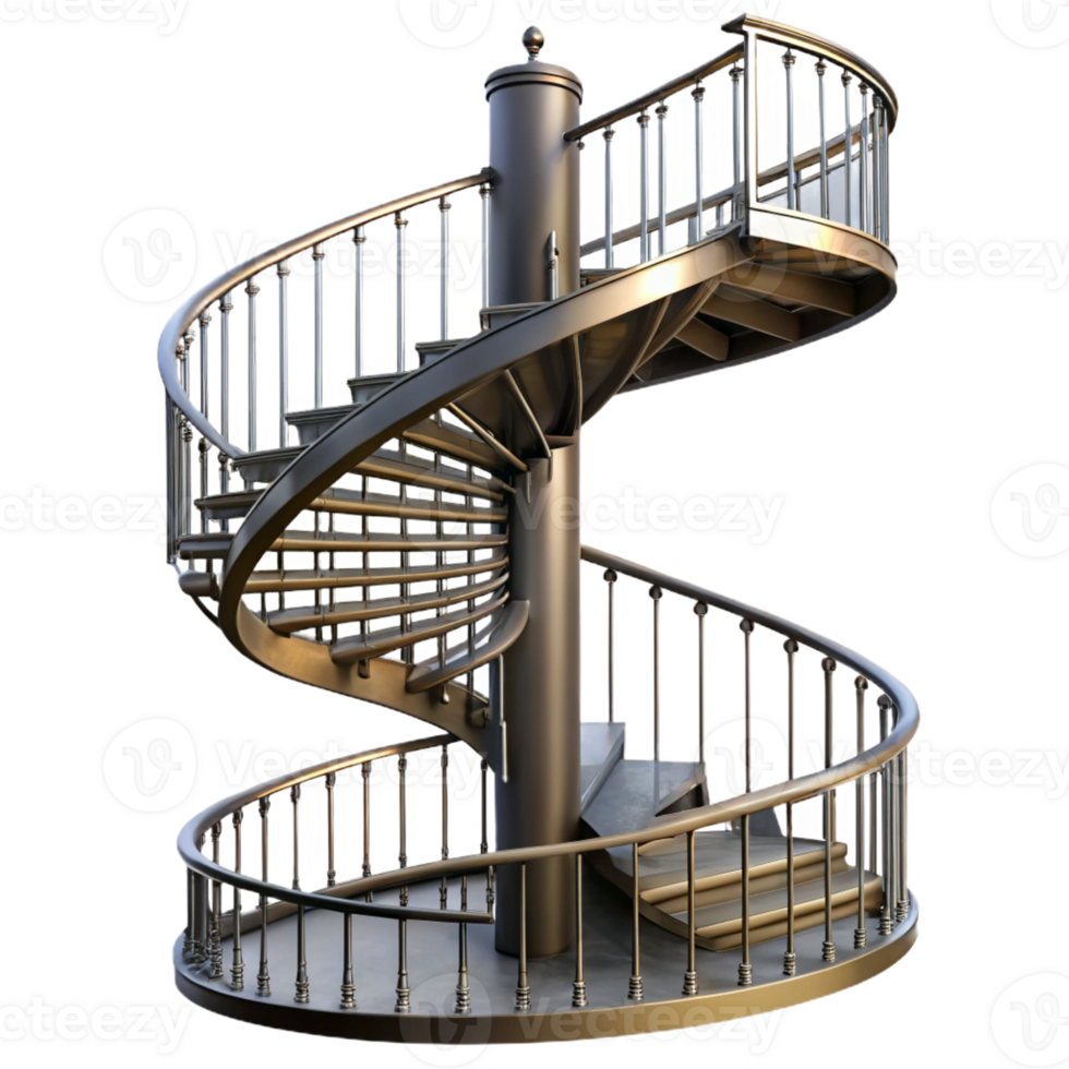 impressive modern Spiral staircase, wrought iron, elegant, high resolution png