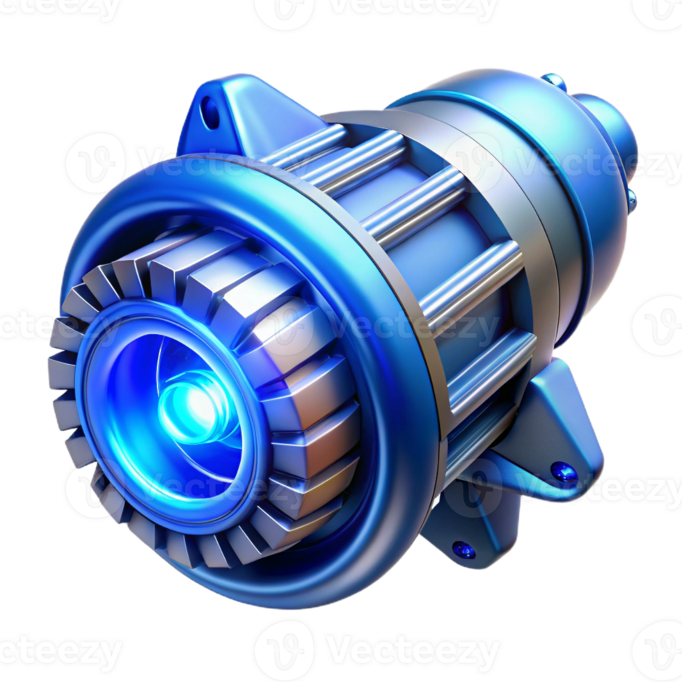 magnificent creative Spaceship engine nozzle, glowing blue, intricate details premium png