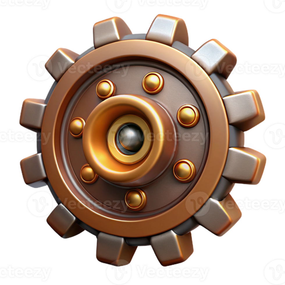 elegant artistic Steampunk cogwheel with intricate teeth and a central hub detailed png
