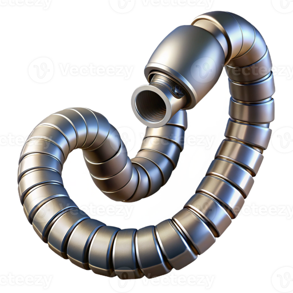 wonderful classic Robotic Tentacle, flexible, metallic segments original png
