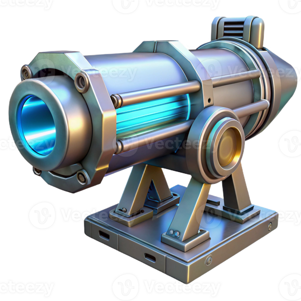 elegant artistic Laser Cannon, large barrel, intricate cooling system high quality png