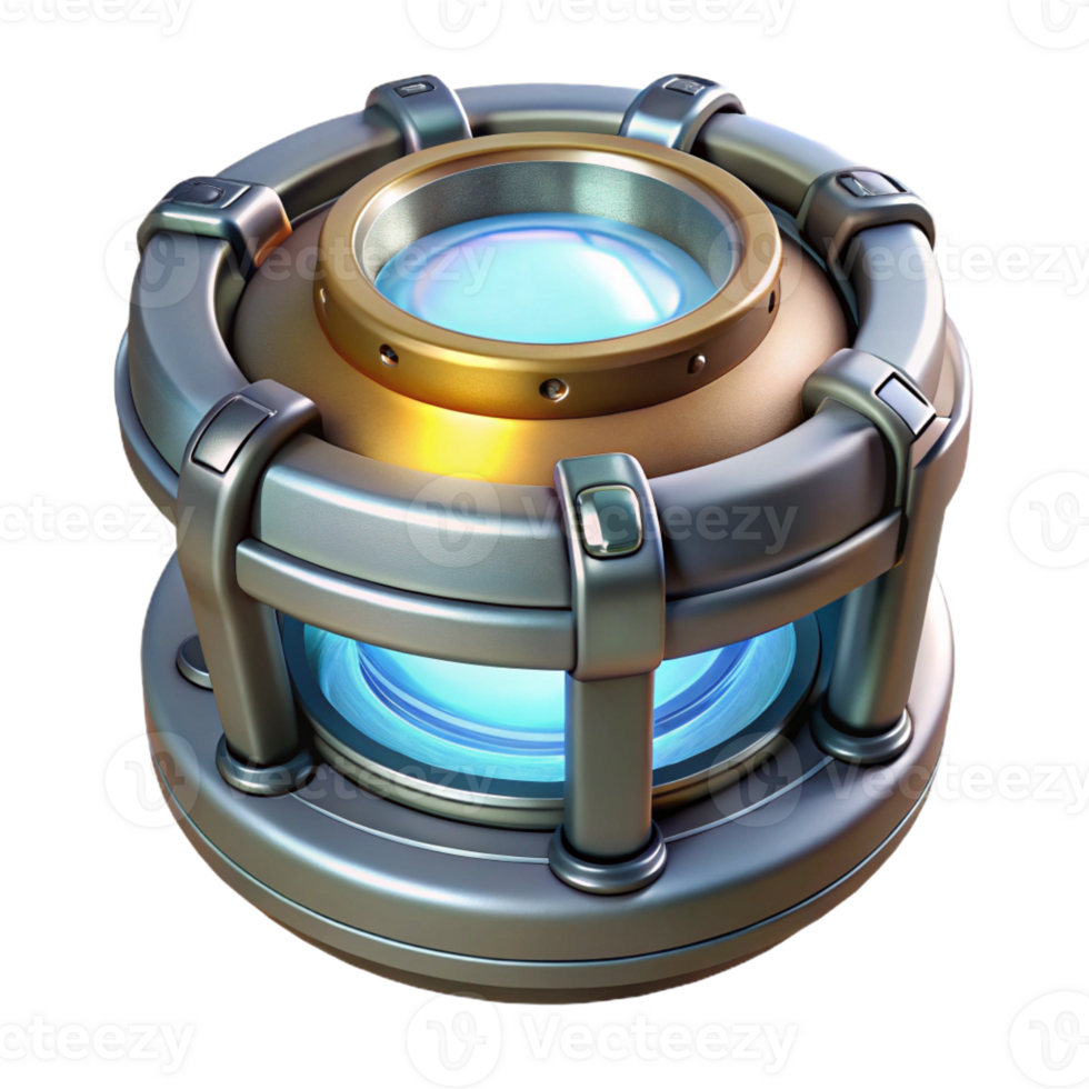 serene creative Artificial gravity generator, metallic, glowing core high quality png