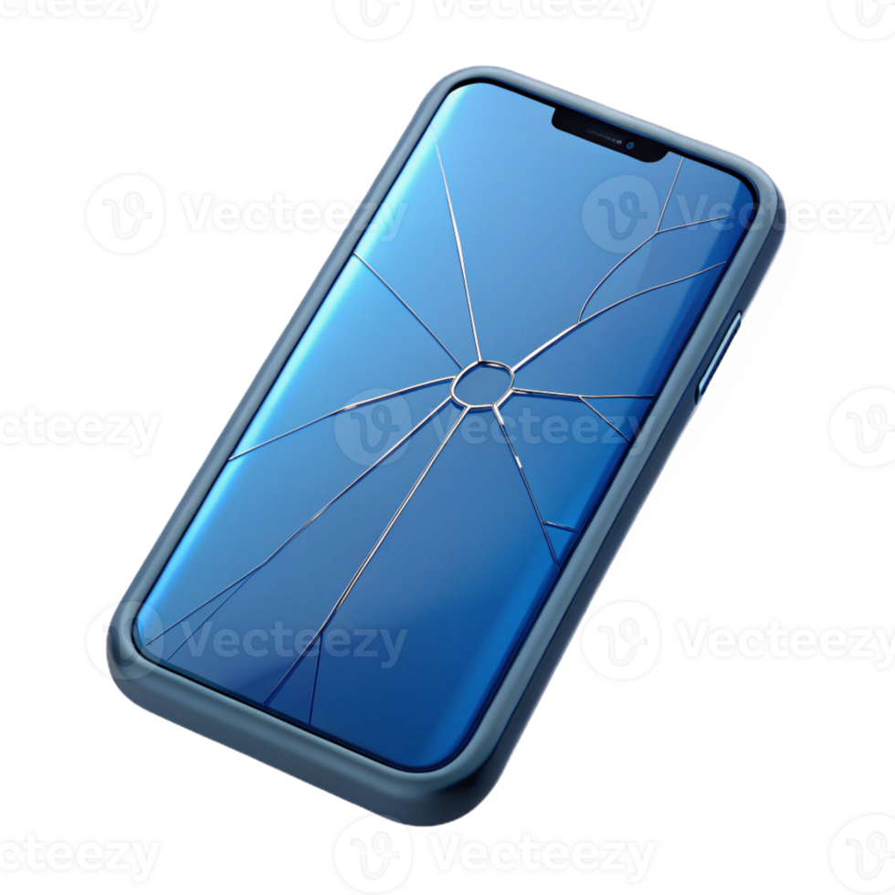 extraordinary classic Smartphone with cracked screen high quality png