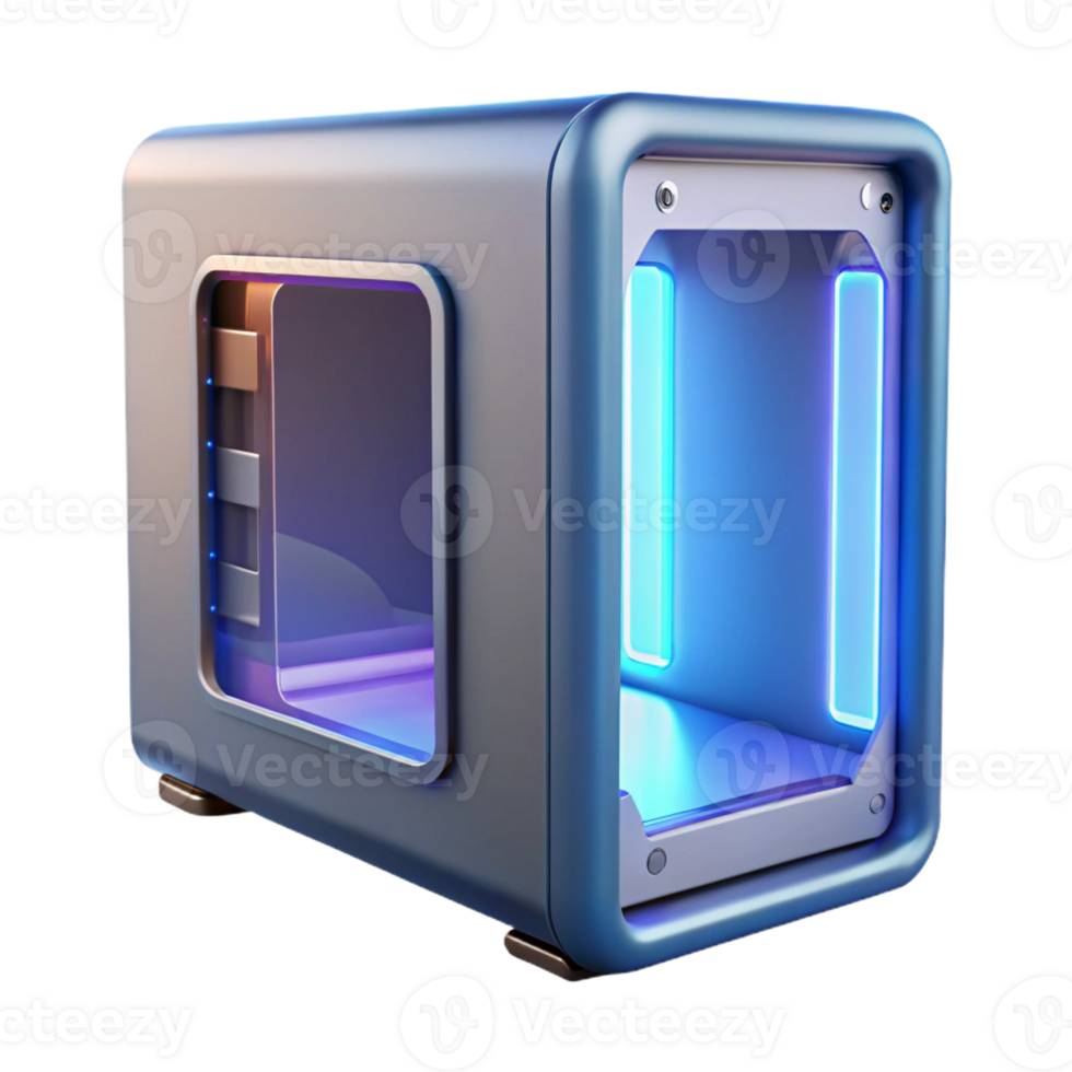 serene abstract Computer case with tempered glass side panel genuine png