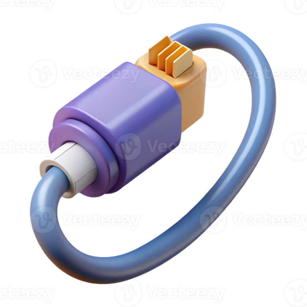 extraordinary vintage Ethernet cable with RJ45 connector detailed png