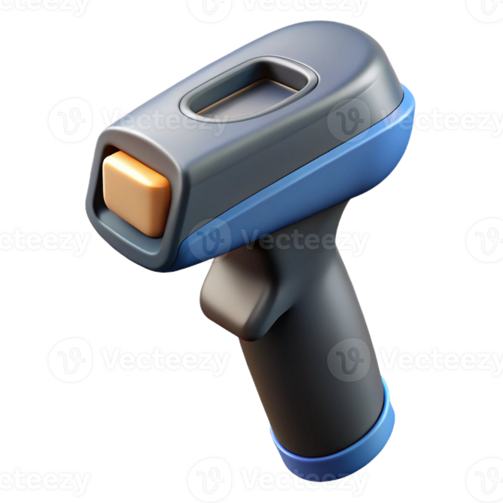 impressive vintage Bar code scanner with integrated handle detailed png