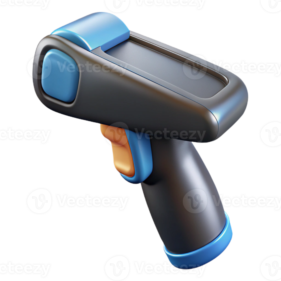elegant rustic Bar code scanner with integrated handle 4K png