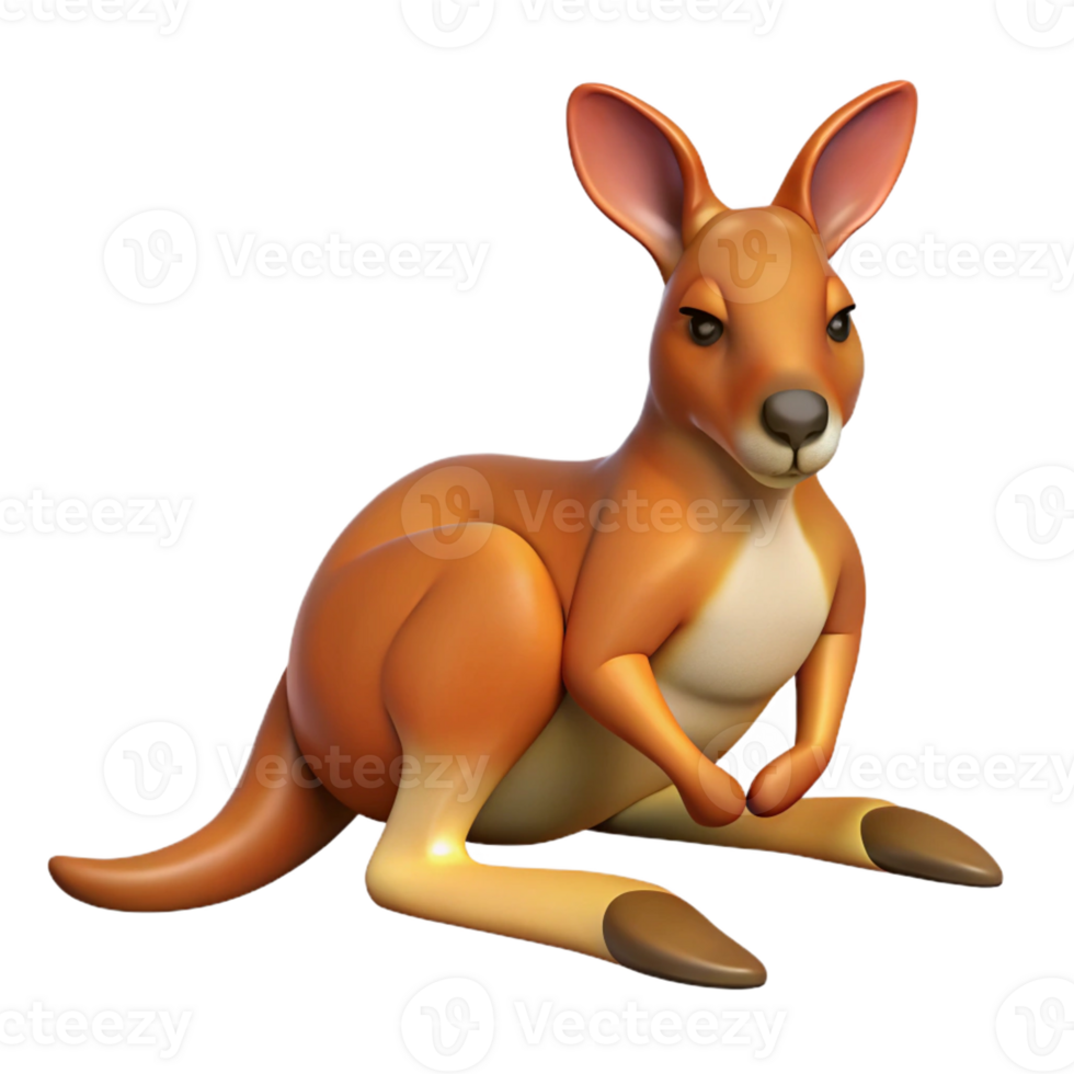serene rustic A resting kangaroo, high quality png