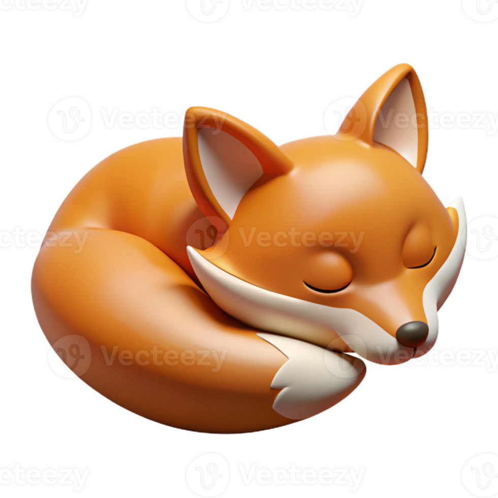 impressive abstract A sleeping fox, high quality png