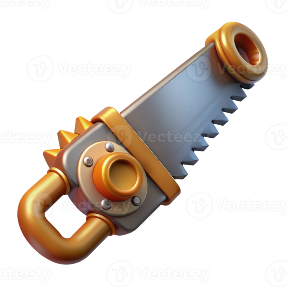 dramatic minimalist Steampunk saw tool, isolated object detailed png