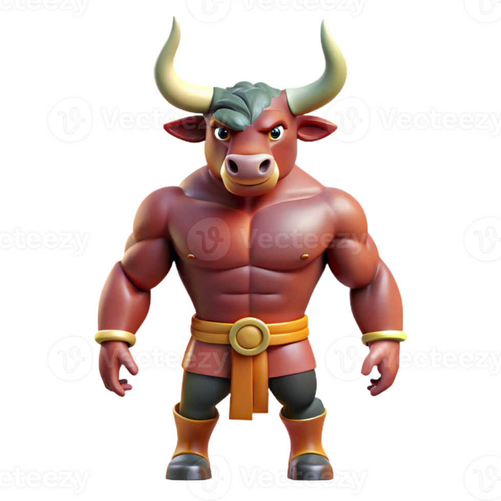 serene modern Minotaur, half-bull, half-man, professional png