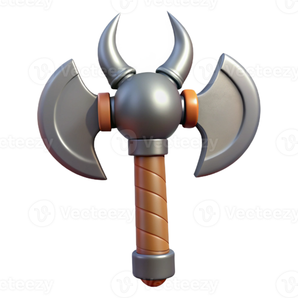 dramatic abstract Minotaur's axe, double-headed axe, 4K png