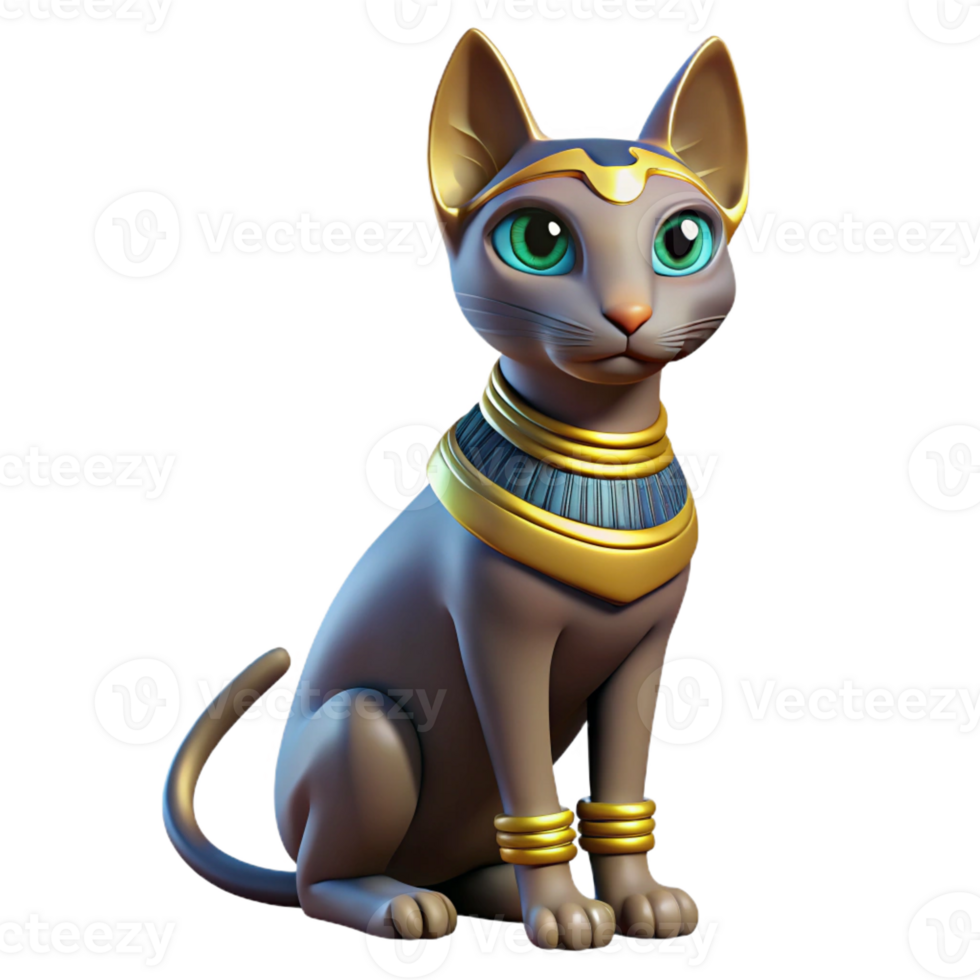 impressive creative Bastet, Egyptian cat goddess, feline form, authentic png