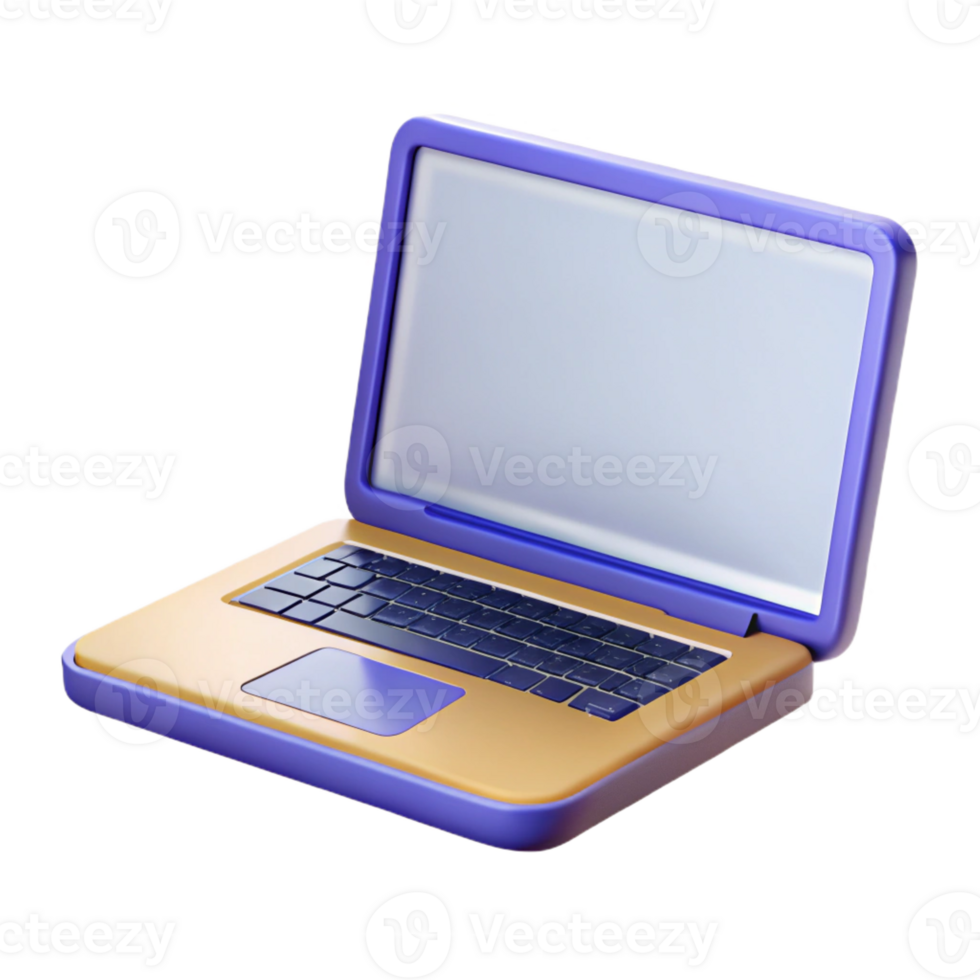 elegant creative Laptop computer with open lid displaying blank webpage detailed png