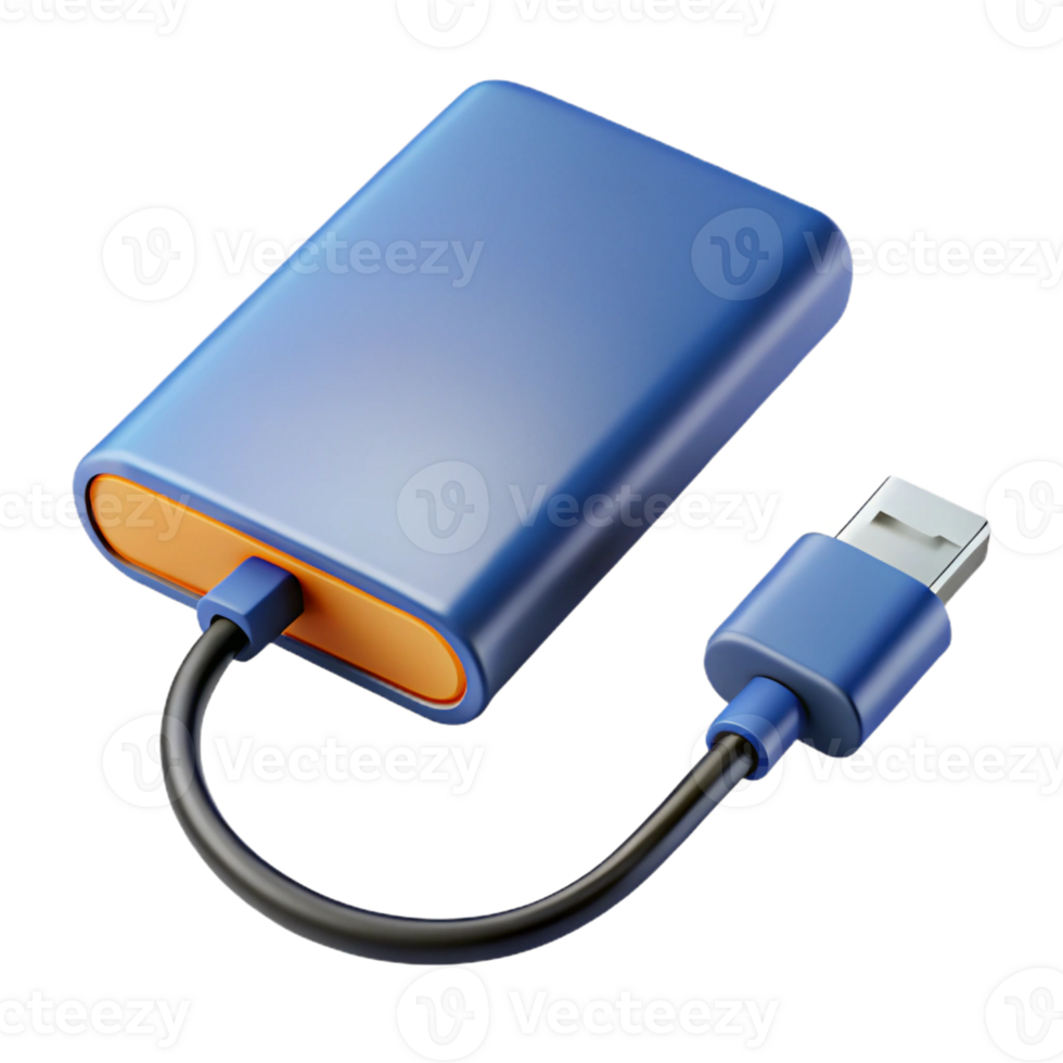magnificent minimalist External hard drive with USB cable genuine png