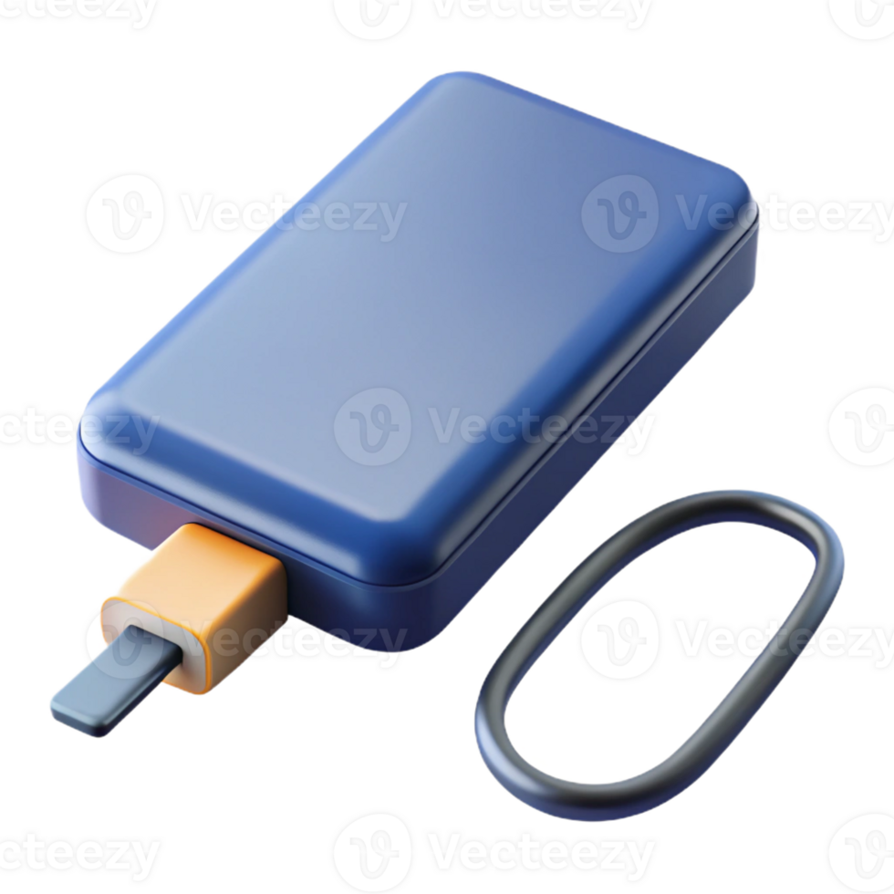 dramatic minimalist External hard drive with USB cable detailed png