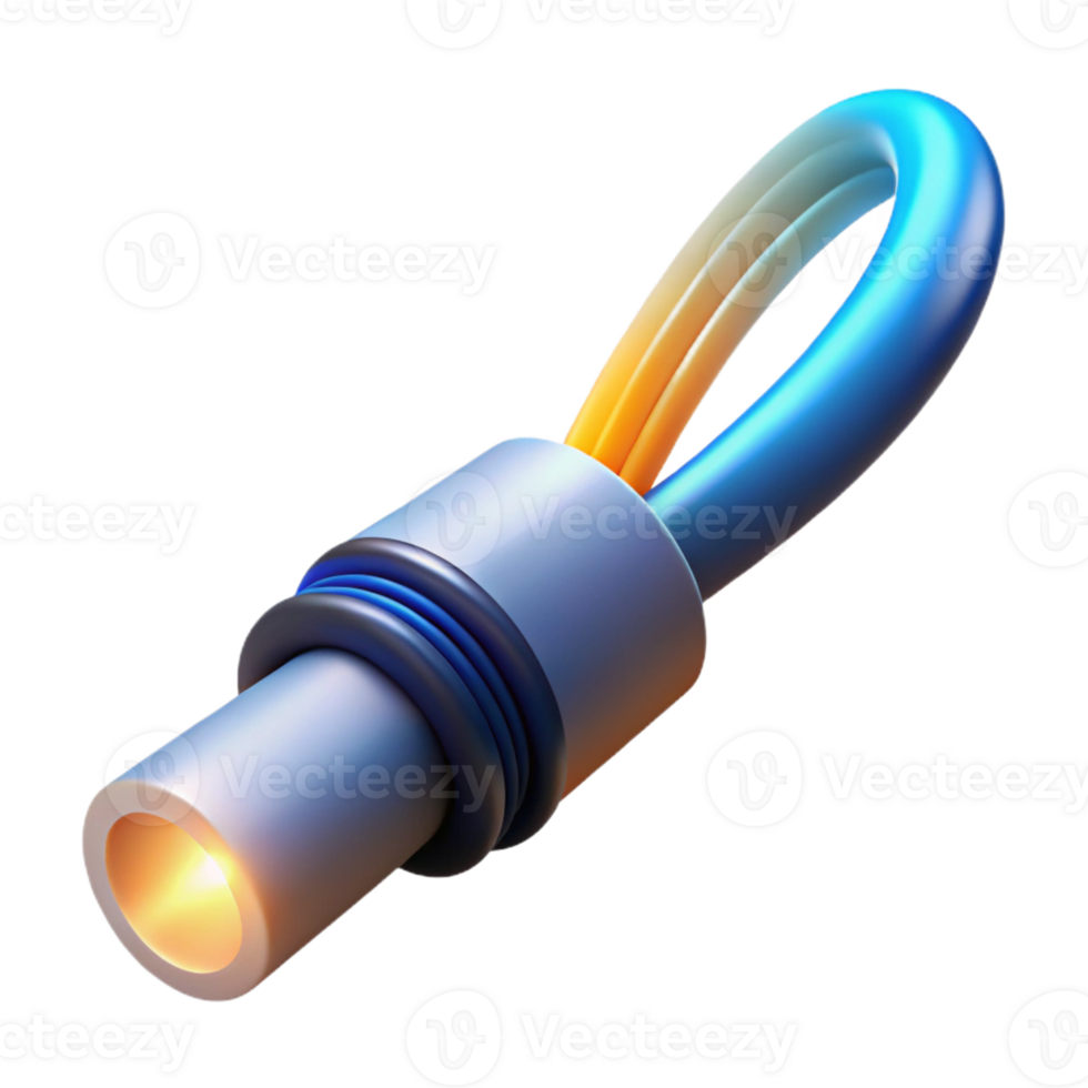 vibrant classic Fiber optic cable with glowing end high quality png
