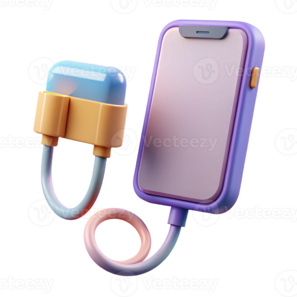 elegant artistic Smartphone charging cable and adapter detailed png