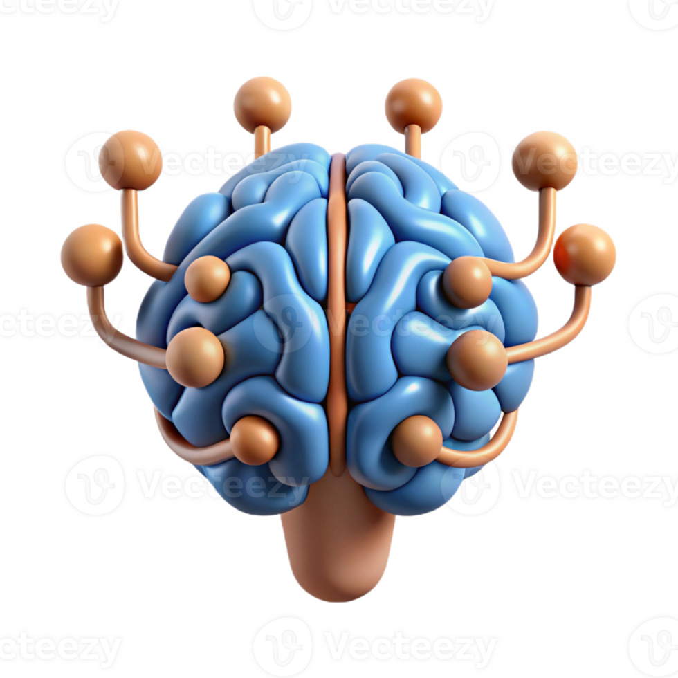 extraordinary abstract A stylized brain composed of interconnected circuits 4K png