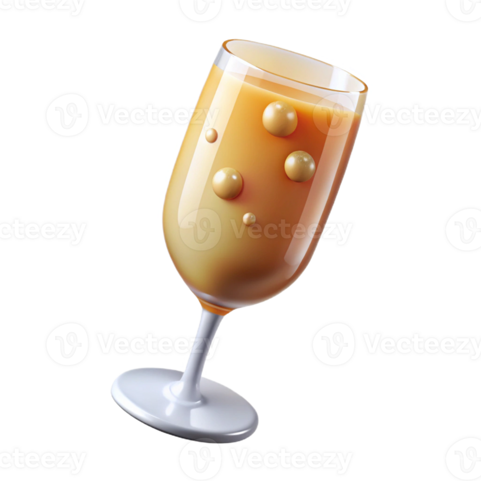 dramatic contemporary A glass of overflowing champagne with rising bubbles high resolution png