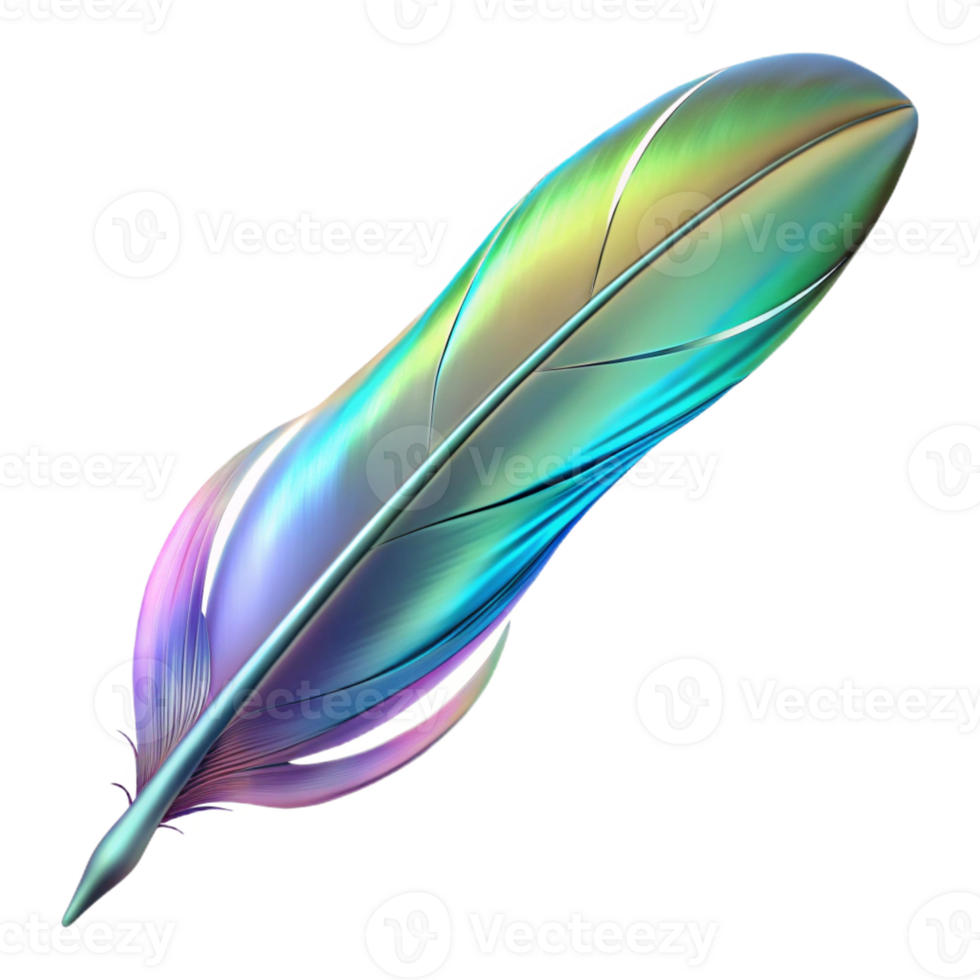 impressive artistic A floating feather, light and delicate, with iridescent hues high resolution png