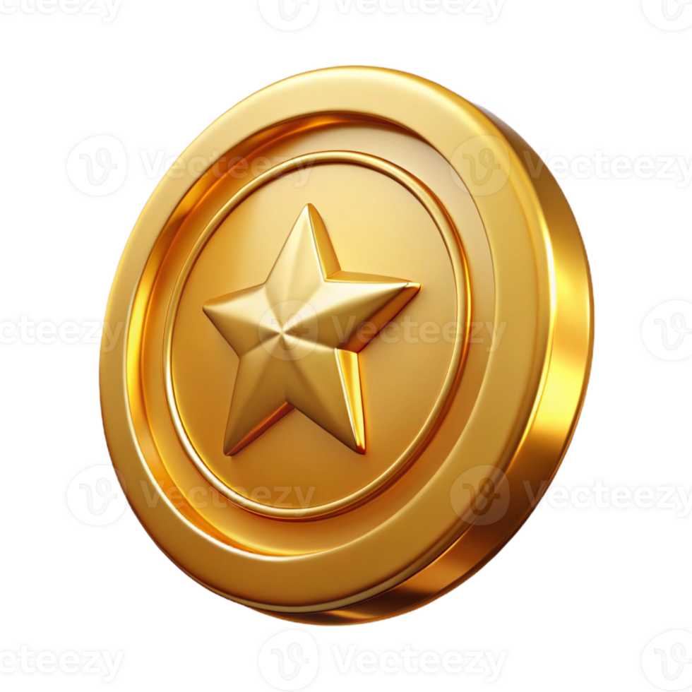 extraordinary artistic A single, shiny gold coin with a detailed emblem professional png