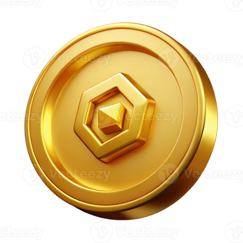 wonderful modern A single, shiny gold coin with a detailed emblem exclusive png
