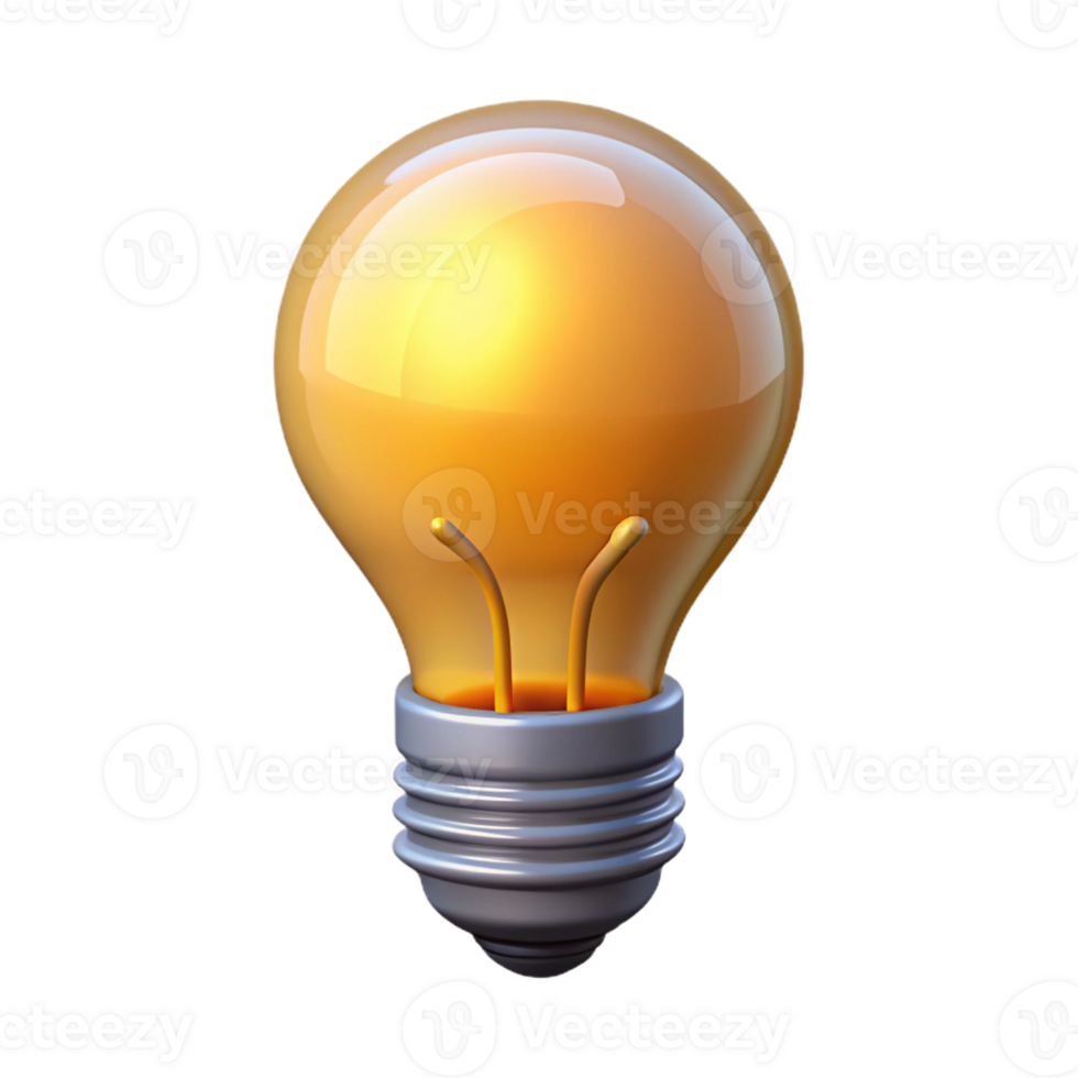 vibrant artistic A single, lit lightbulb with a glowing filament premium png
