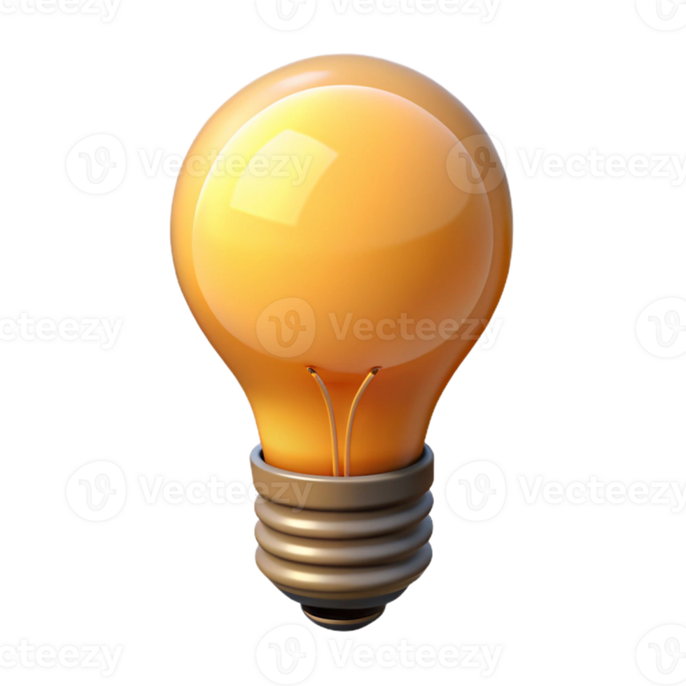 serene creative A single, lit lightbulb with a glowing filament 4K png
