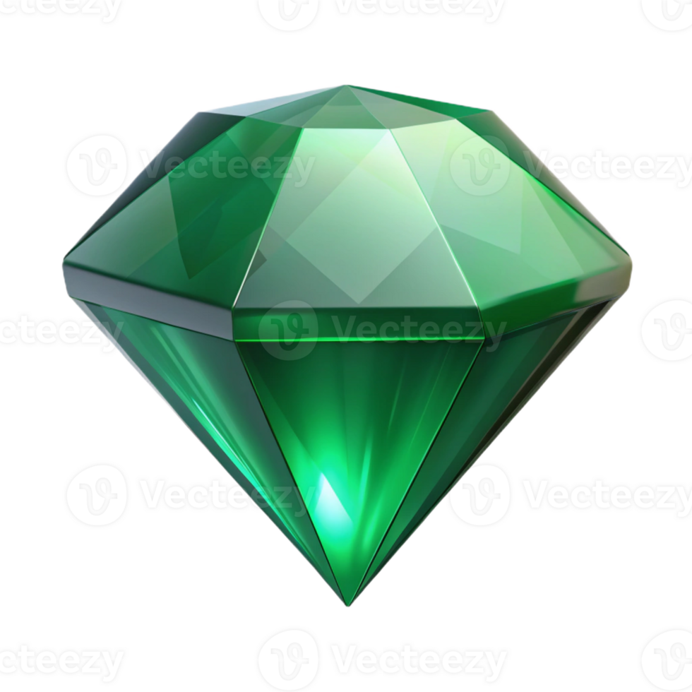 impressive abstract A single, polished gemstone, an emerald, with facets high resolution png