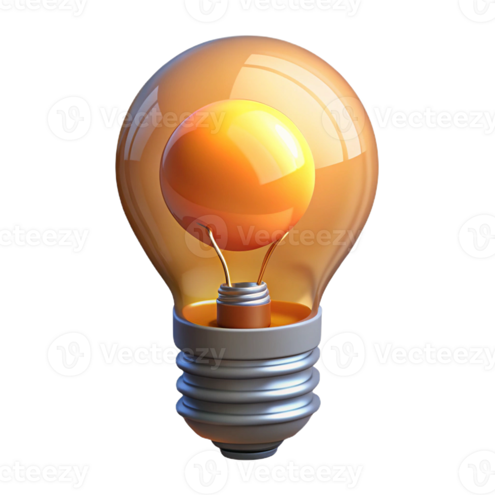magnificent abstract A single, lit lightbulb with a glowing filament exclusive png