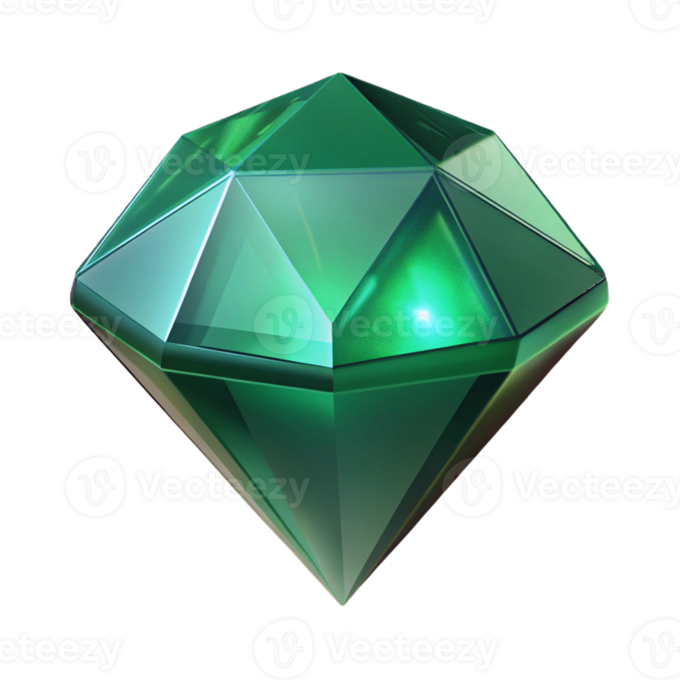 serene modern A single, polished gemstone, an emerald, with facets authentic png