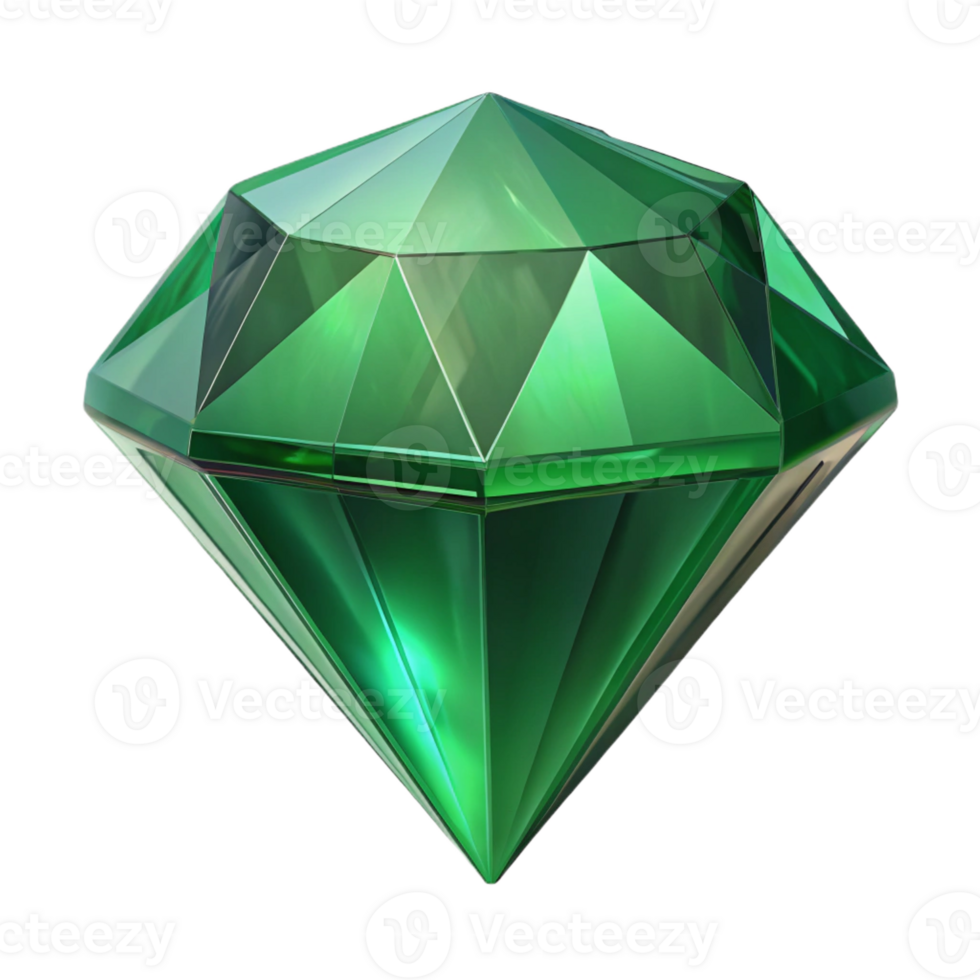 vibrant artistic A single, polished gemstone, an emerald, with facets high resolution png