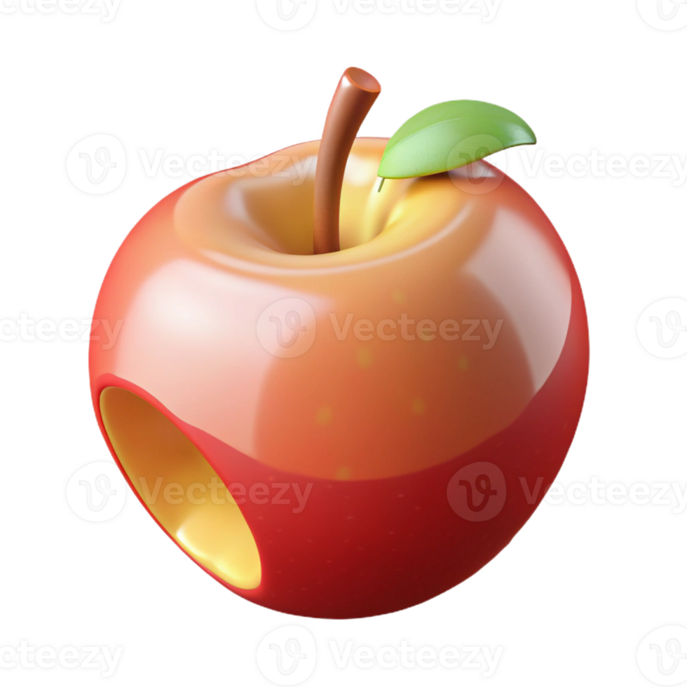 extraordinary abstract A single, ripe apple with a bite taken out of it high resolution png