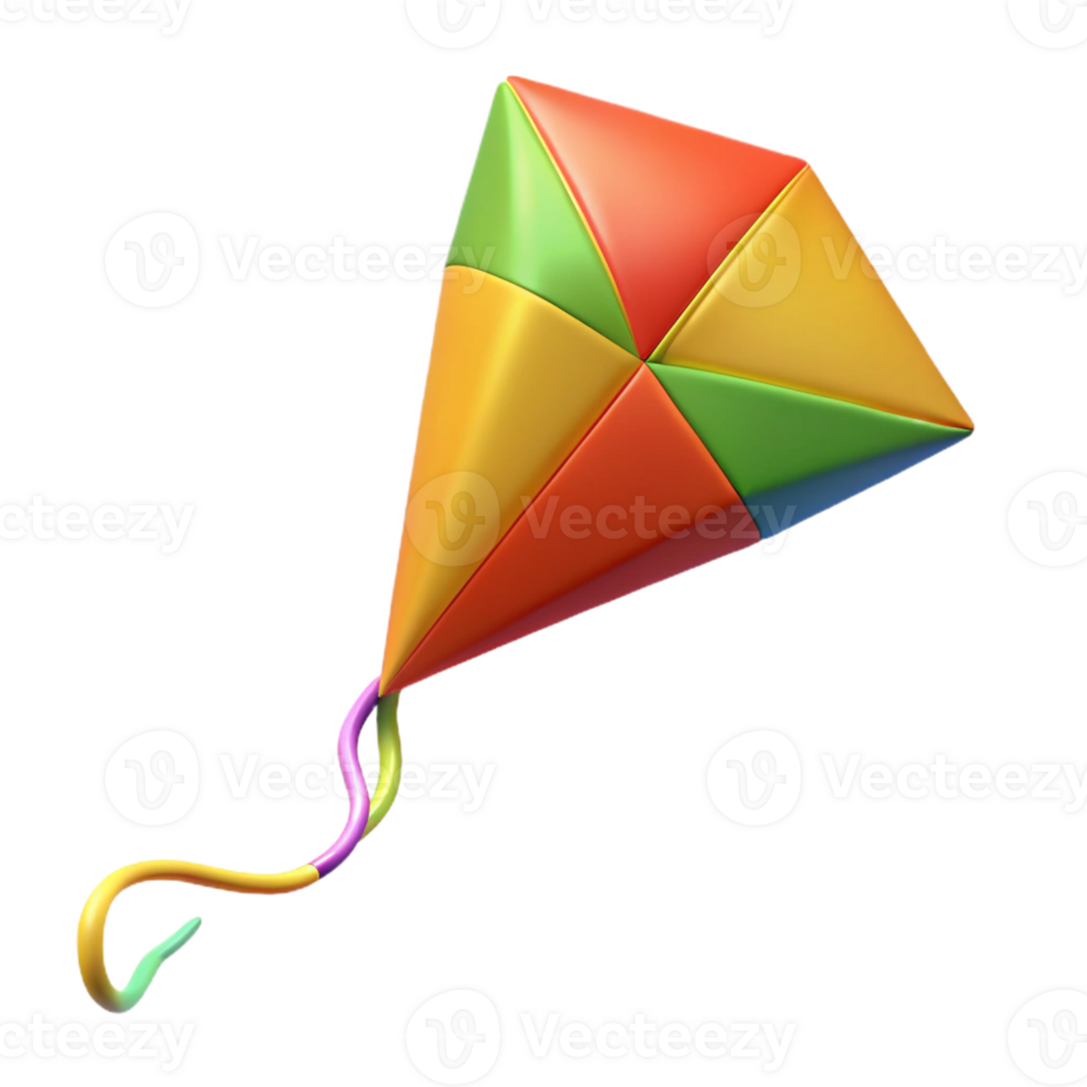 stunning classic A single, colorful kite with a long tail original png
