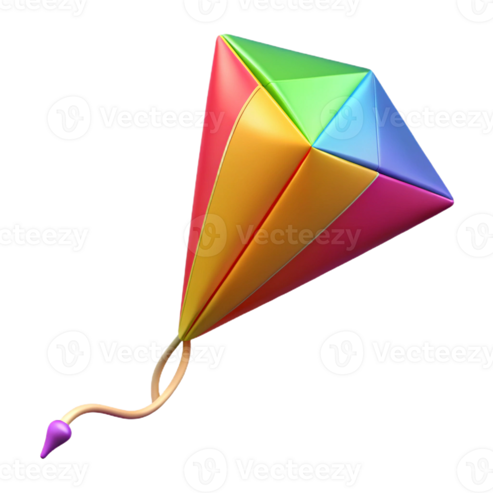 beautiful minimalist A single, colorful kite with a long tail high quality png