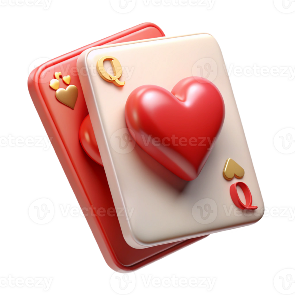 dramatic artistic A single, playing card, the Queen of Hearts high quality png