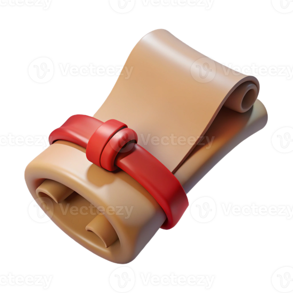 vibrant contemporary A single, ancient, weathered scroll, tied with a ribbon 4K png