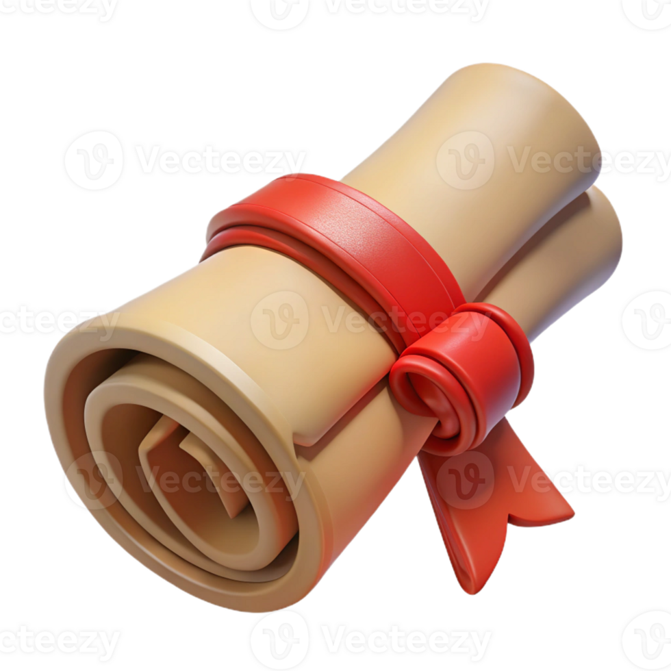 elegant abstract A single, ancient, weathered scroll, tied with a ribbon original png
